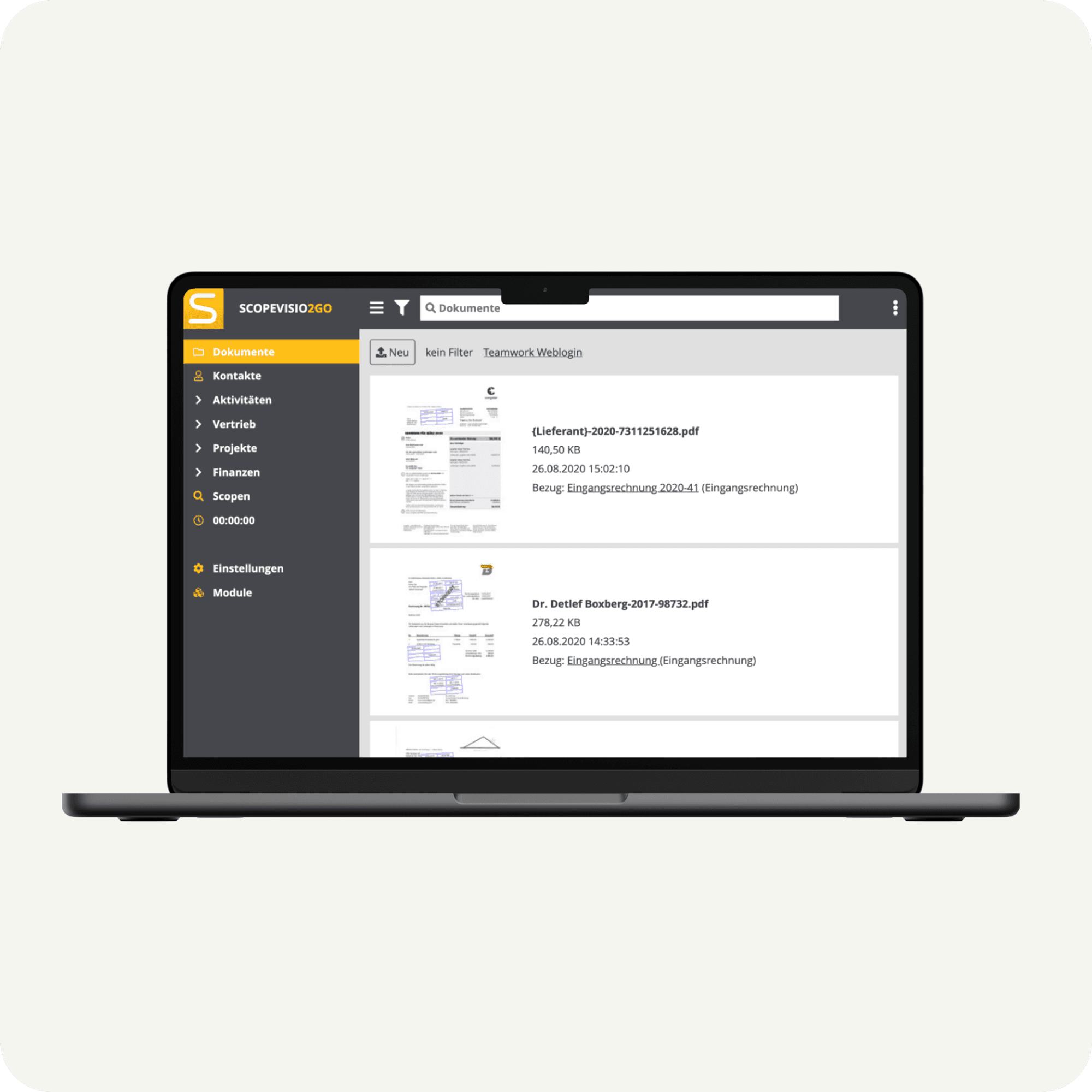 Integration mit Scopevisio's Cloud-Finanzlösung