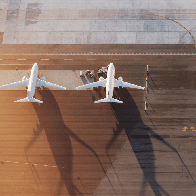 Travel airplanes parked in airport