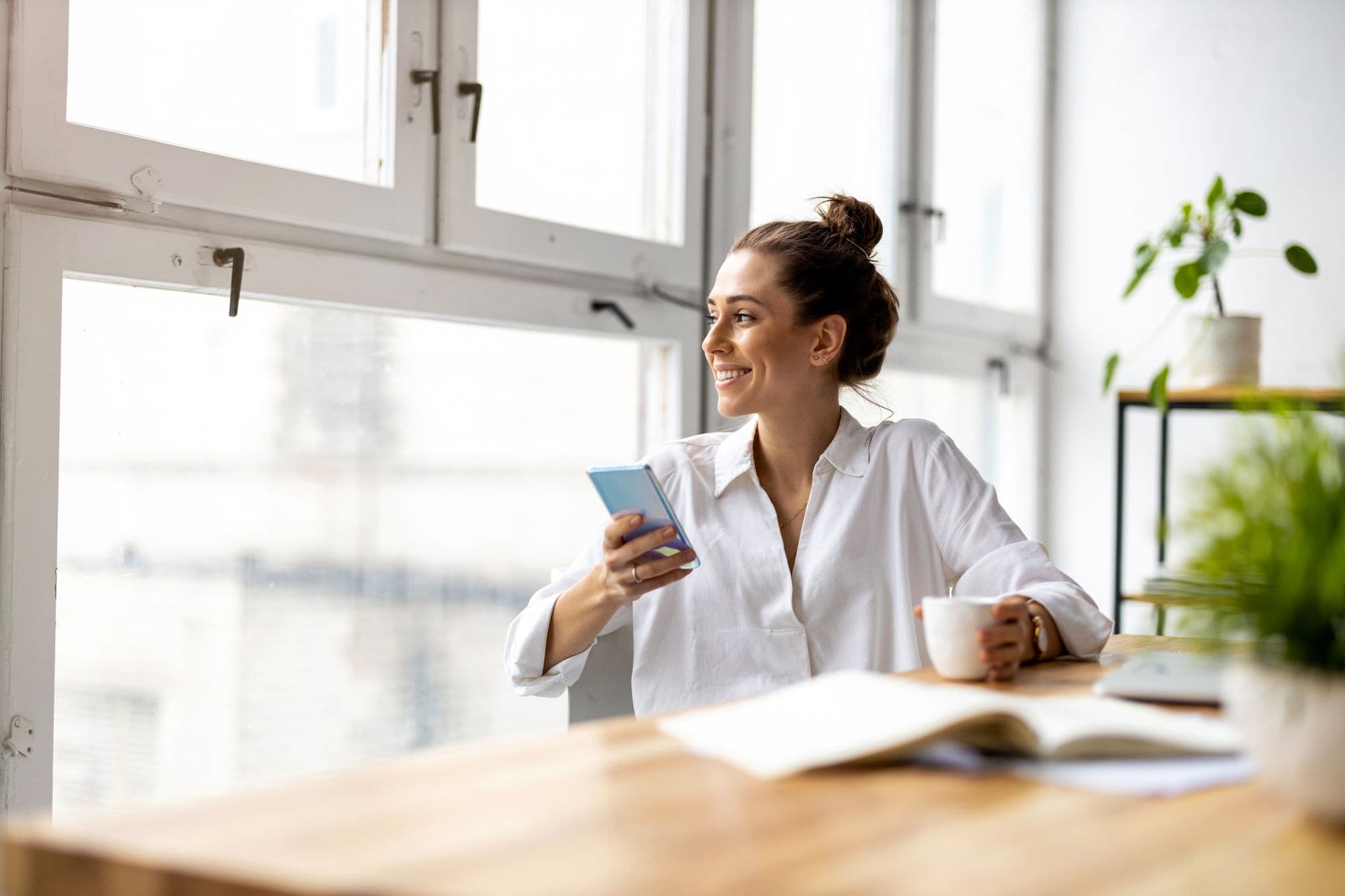 Woman with a phone.