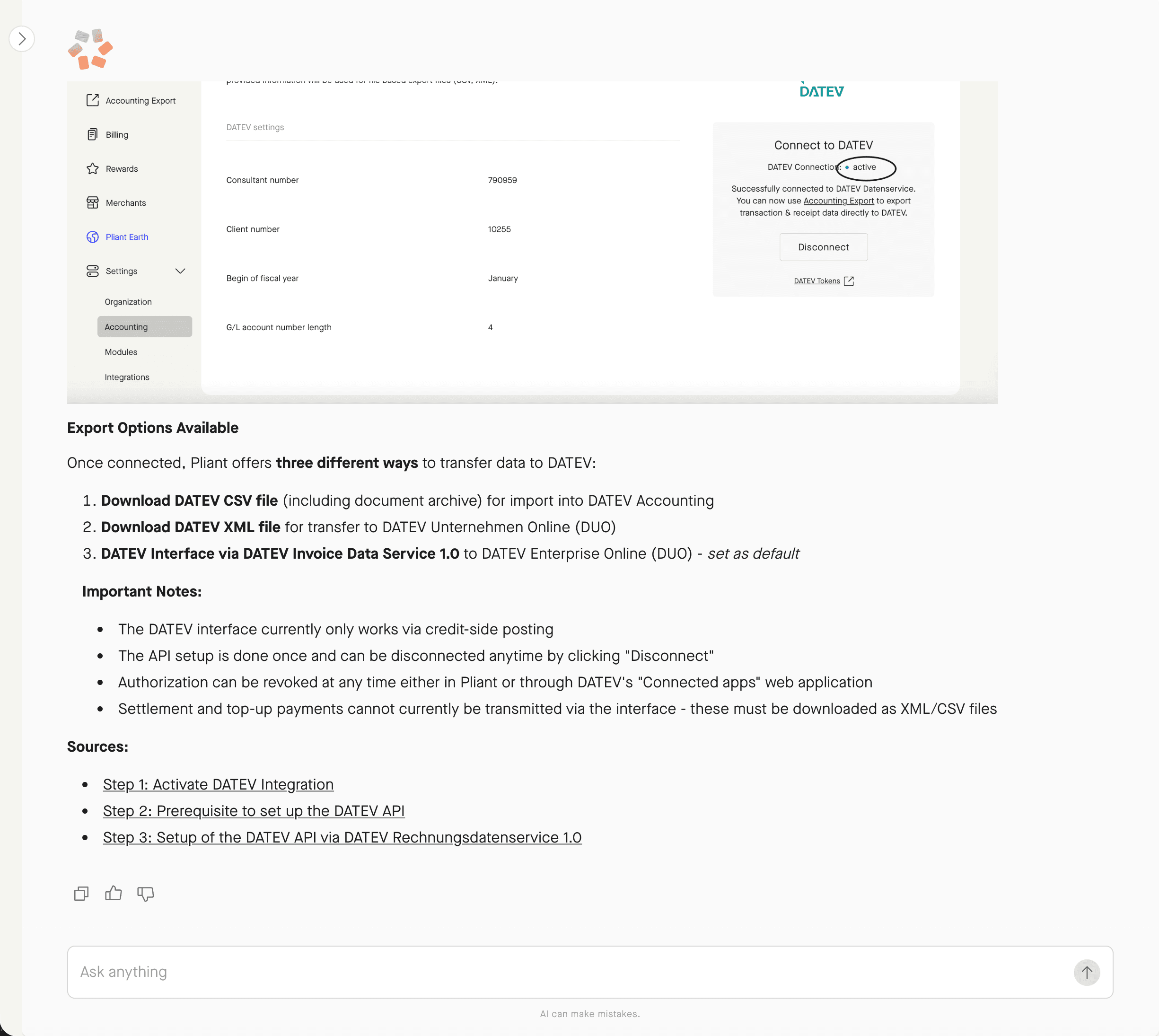 Pliant assistant example screenshot
